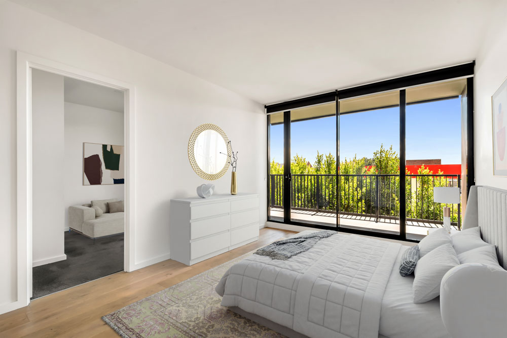 Room after virtual staging with digital furniture placement